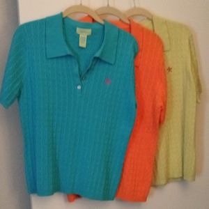 3 Larkspur short sleeve cable button down front sweaters